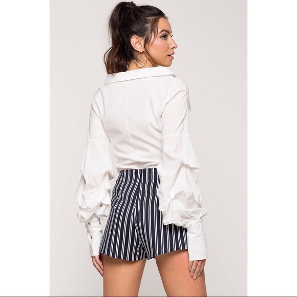 Jealousy Stripe Tie Front Shorts - Picture 3 of 4